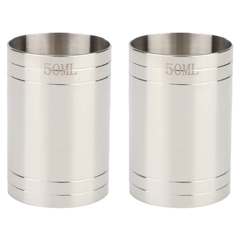 Thimble Bar Measures, Stainless Steel Jigger Spirit Measuring Cups for Drinks, Wine and Whisky - 2 Pack, 50ml