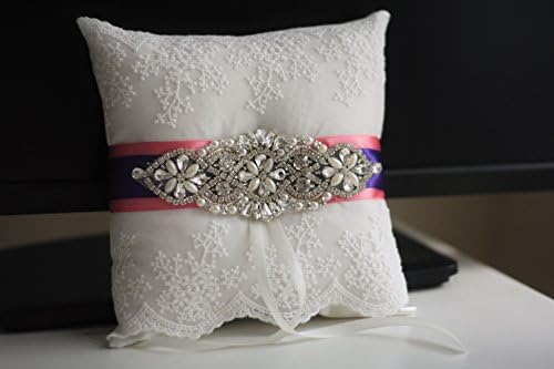 Coral Purple Wedding Pillow (ONLY ONE PILLOW) / Coral Purple Ring Bearer Pillow with Lace