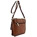ALYSSA Double Compartment Large Flapover Crossbody Bag (Brown)