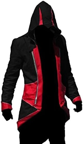 Windbreaker Hoodie Outwear Cosplay Jacket - Perfect Long Sleeves Anime Cosplay Costume for Cosplay Theme Activities,Halloween, Concerts, Theme Parties and Dating (Large, Black RED)