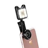 Azomovic 3 in 1 Professional Cellphone Lens Kit with Rechargeable Beauty 8 LED Flash lights 0.63X Wide Angle Lens and 15X Macro Angle Lens