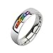BodyJ4You Ring Pride Rainbow Multicolor 6 Crystals CZ Steel Size 8 Men Women Unisex Wedding Band