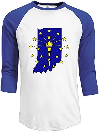 Men's Indiana With Torch Star Logo Cotton 3/4 Sleeve Raglan Tee RoyalBlue Large