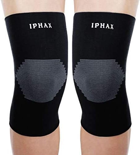 iPhax Knee Support Sleeves (Pair) for Joint Pain and Arthritis Relief, Improved Circulation Compression – Effective Support for Running, Workout, Jogging, Hiking and Recovery