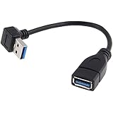 USB 3.0 Right Angle 90 degree Extension Cable Male to Female Adapter Cord, Length: 15cm