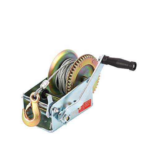 tonchean 2500lbs Capacity Boat Hand Winch, Heavy Duty Hand Crank Winch with 10m (32ft) Steel Wire Manual Trailer Winch Adjustable Crank Strap Gear Winch for ATV Boat Trailer Truck - Image 6