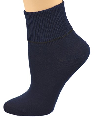 Sierra Socks Women's 3 Pair 100% Cotton Ankle Turn Cuff Seamless Toe (9, Black)