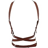 FTmgg@qq Women's Leather Body Chest Harness Punk Chain Belt Adjustable Waist Suspender For Shirt Dresses Gothic Costume Accessories