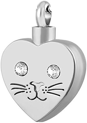 Cremation Jewelry Cat Face Pendant Necklace w/ 20" Chain