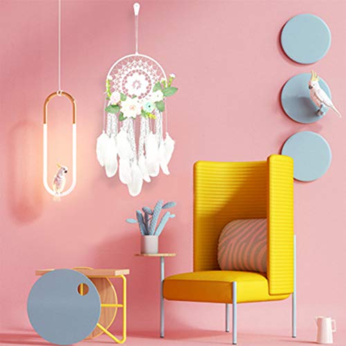 ZOONAI Dream Catcher for Bedroom Wall Hanging Handmade Dreamcatcher Feather Home Decor Ornament (E)