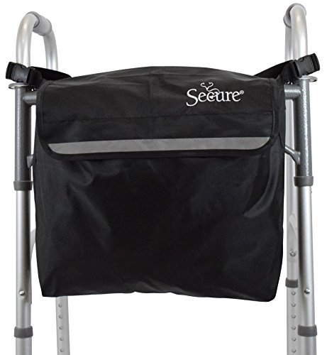 Secure WBPR-1B Mobility Storage Backpack for Wheelchairs and Walkers with Reflective Strip and Adjustable Attachment Straps - Carry Pouch Accessory Bag for Wheelchair, Scooter, Walker, Rollator