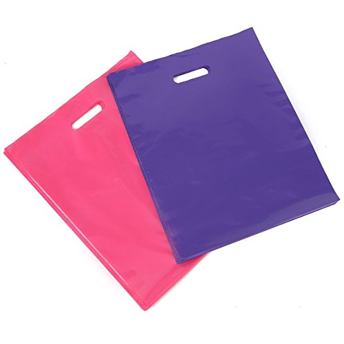 [ 200 Count, 12" X 15" ] Extra Durable 2.0 Mil Glossy Pink and Purple Merchandise Bags, Premium Plastic Retail, Shopping, Party, Gift Bags - PackItChic