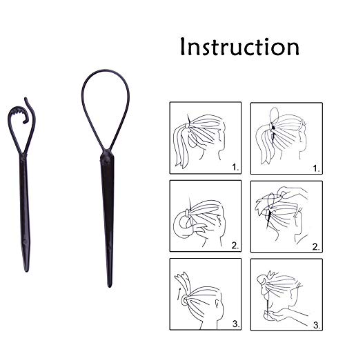 Magic Hair Bun Shaper Set, 2 Pcs Magic Hair Clip Twist Hair Braiding Set, 2 Pairs Topsy Tail Loop Hair Kit Ponytail Maker, 2 Pcs Donut Hair Bun Tool - Thumbnail 5