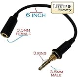 Josi Minea Replacement LifeProof 3.5mm Male to 3.5mm Female Headphone Extender Adapter / Wires / Connector with 3 Ring Jack for Apple iPhone 5 / 5S / 5C Cases