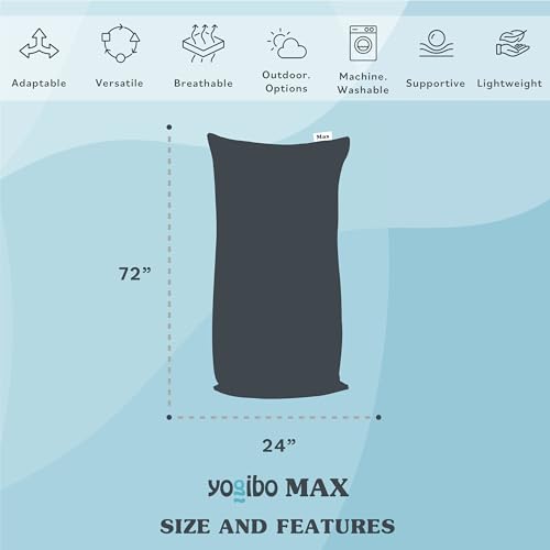 Yogibo Max 6 Foot Giant Bean Bag Chair Bed Lounger For Adults, Kids And
