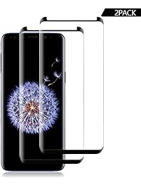 [2 - Pack] Samsung Galaxy S9, Huritan [Case Friendly] [Anti-Scratch][Anti-Fingerprint][Bubble Free] Screen Tempered Glass Screen Protector for Samsung Galaxy S9 (Black)