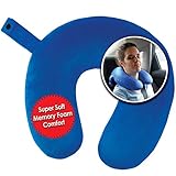 My Perfect Nights Premium Travel Pillow (Blue) Sleep with NO Neck Pain, Super Soft Memory Foam Neck Pillow Easy Washing with Removable Cover