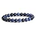 Justinstones Natural Blue Dumortierite Gemstone 8mm Round Beads Stretch Bracelet 7 Inch Unisex