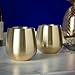 VonShef Double Walled Stemless Gold Wine Glass, Stainless Steel, Set of 2