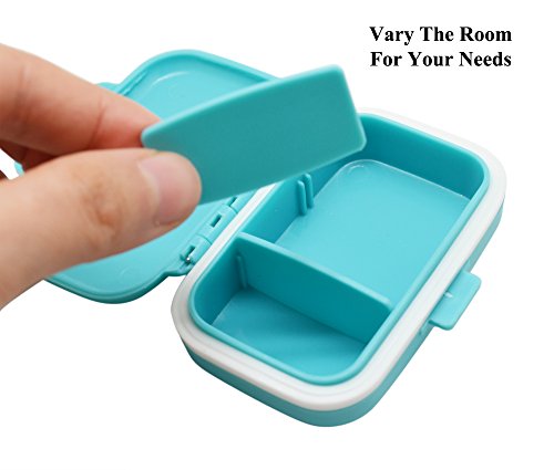 Meta-U Small Pill Box Supplement Case for Pocket or Purse - 3 Removable Compartments Travel Medication Carry Case - Daily Vitamin Organizer Box (Blue) - Thumbnail 5