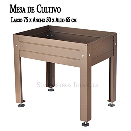 MESA DE CULTIVO Lacada marrón. Medidas: Largo 75cm x Ancho 50cm x ...