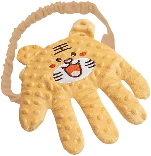 Hand Glove Hand Pillow Red Bean Filling Cute Soothing Palm,Yellow Tiger