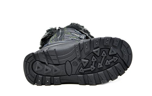 DREAM PAIRS Big Kid Ksnow Black Dk.Grey Green Isulated Waterproof Snow Boots - 6 M US Big Kid - Thumbnail 6