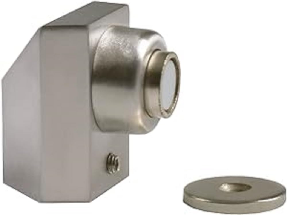 Amig - Magnetic Door Stop - 36 x 38 x 41 mm - Screw Fixing to The Floor - Retainer to Protect Walls from Bumps, Scratches and Porks - 18/8 Stainless Steel Matt