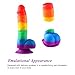 Utimi Silicone Dildo Liquid Realistic Big Dick G-spot Stimulator with Suction Cup,Rainbow Pattern