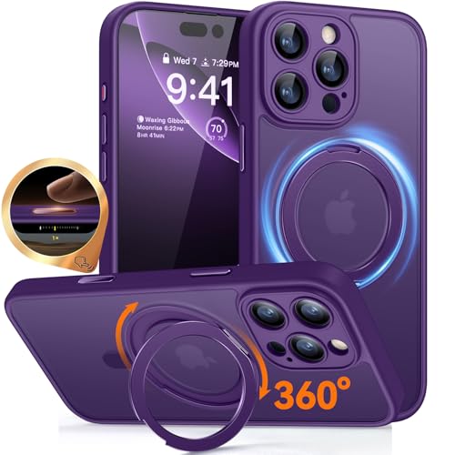 CANSHN 360° Ständer für iPhone 16 Pro Hülle, Matt Dunkelviolett