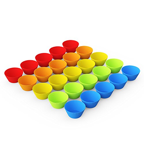 anbina® Muffinförmchen 25er Set an wiederverwendbaren Silikon Muffinformen im 25er Muffin Pack in 5 Farben