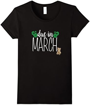 Women's Pregnancy Shirt Due In March Mom Dad Maternity Baby Pregnant Medium Black