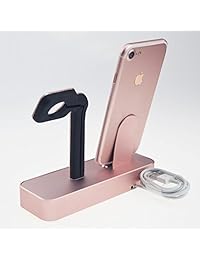 Apple Watch Soporte de carga, facever 2 en 1 de metal soporte de aluminio y Cargador Dock Station para iWatch Series 3 2 1, iPhone X 8, 7, 6 plus, 5, 5 °C, Ipod, Rose gold