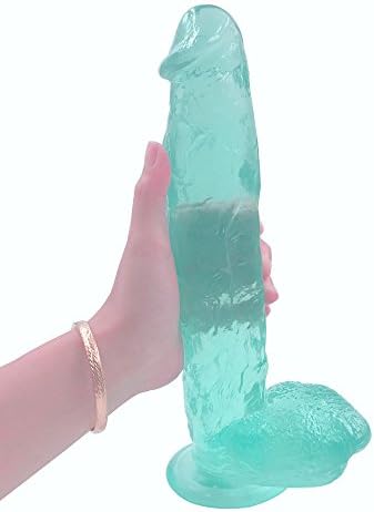NEWISD HugeD-il-d-0,11.80 inches HugeD-il-d-0 with Sculpted Skin Details Made of Safe and Health TPE Materail,KEIZ-I4-20CV,Molded from a Real Pen-is (Clear Green)