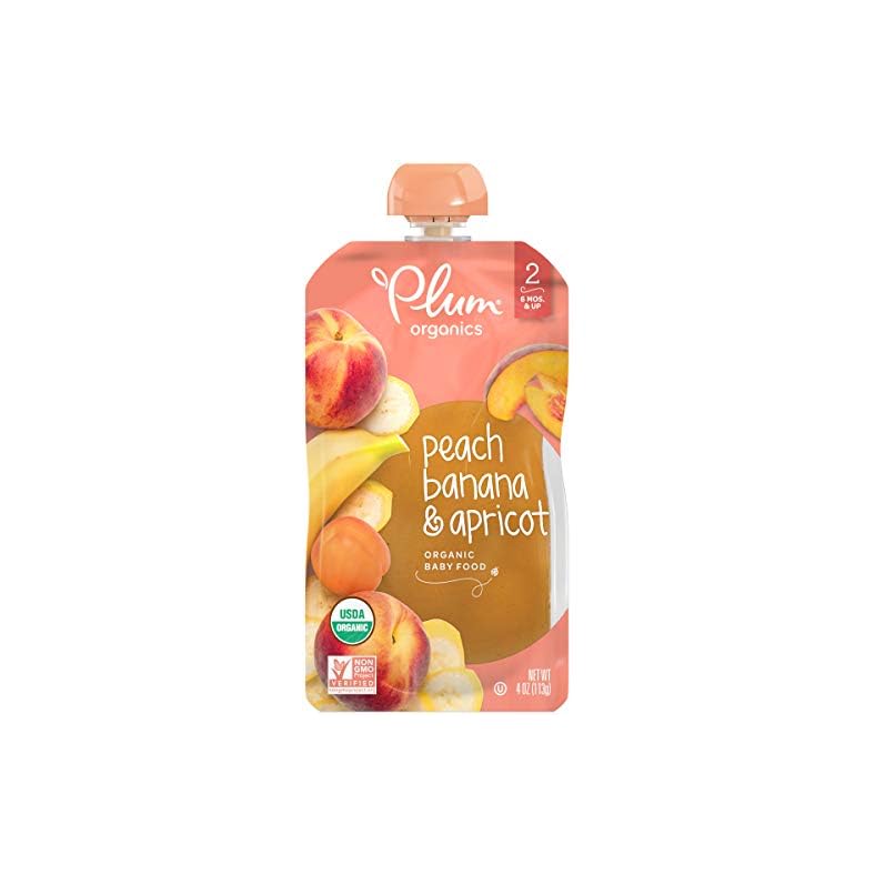 Plum Organics | Stage 2 | Organic Baby Food Meals [6+ Months] | Peach, Banana & Apricot | 4 Ounce Pouch (Pack Of 12)