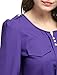 Allegra K Women's Buttons Decor Decorative Pockets Ruched Blouse XL Purple