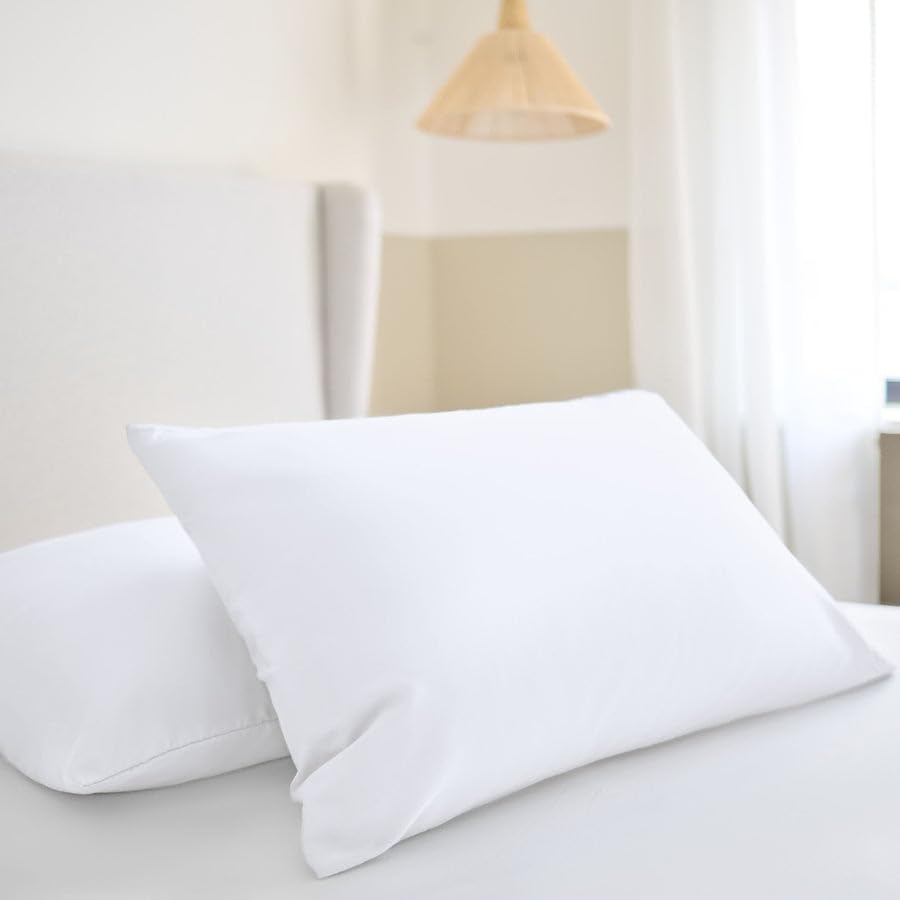 Night Lark Pillowcase Pair Plain Dye Collection – Super Soft Touch Pillow Covers with Microfibre Covers, Luxury Bedding, Machine Washable, Standard Size – Polar White