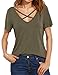 Allegrace Women Summer Sexy Criss Cross Short Sleeve Open Back T Shirt Casual Tops Army Green S