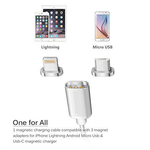 [2 Packs] Strongest Magnet2.4A CoolKo Magnetic Braided USB Charging Cable for All iPhone X, 8, 7, 6, 5, iPad, iPod, Mirco USB Android Smart Phones and Tablets - Thumbnail 4