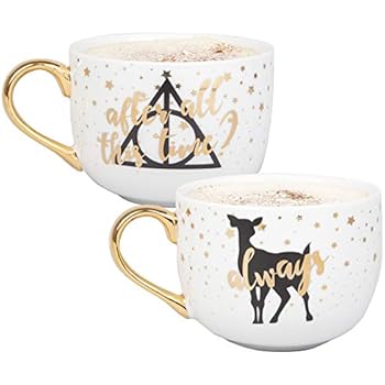 Harry Potter Latte Coffee Mug Set - After All This Time, Always - Cute Pinache Design - 16 oz