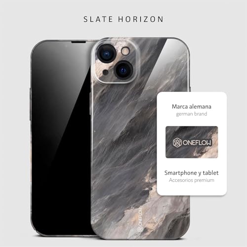 ONEFLOW Bliss iPhone 14 Case Marble Look Design Phone Case with Camera Protection, Glitter Marble Hard Case - Stone Grey