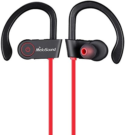 Sweatproof Bluetooth Headphones by MeloSound | Wireless Earbuds Sports In Ear Earphones with Built in Mic for Gym Running Workout(Red/Black)