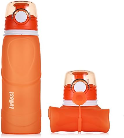 LeNest Collapsible Water Bottle, Leak Proof Twist Cap Silicone Sports Water Bottle - BPA Free, 26 Ounce