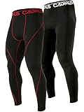 Cadmus Men's Compression Running Workout Leggings,2 Pack,1007,Black(Black Stripe) & Black(Red Stripe),M