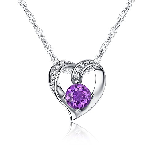 Ideal Gifts Sterling Silver and Natural Amethyst Gemstone Heart Style Necklace Pendant,18 Ideal Gifts Sterling Silver and Natural Amethyst Gemstone Heart Style Necklace Pendant,18