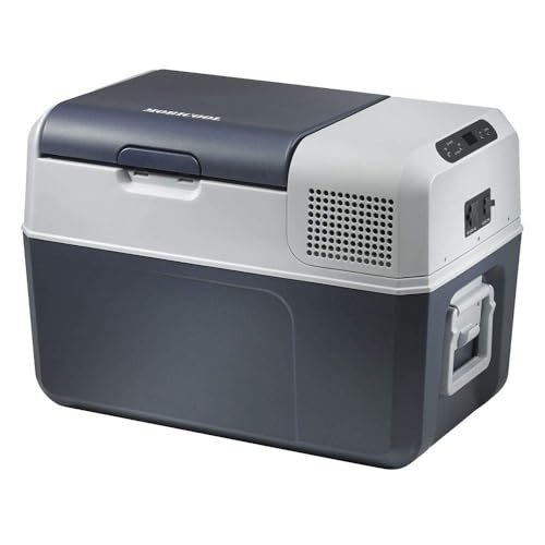FR40 AC/DC - Nevera termoeléctrica portátil, Conexiones 12/24/230 V, 38 litros de Capacidad, clasificación energética A+, Color Azul/Gris