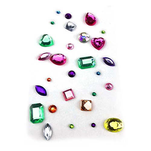 Yexpress 486pcs Sheets Self-adhesive Rhinestone Sticker, Multicolor Bling Craft Jewels Crystal Gem Stickers, Assorted Size and Shapes, 6 Sheets