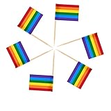 LIGONG 200 Pcs Rainbow Flags Toothpicks Cupcake