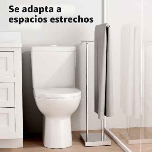 KES Toallero de Pie con 2 Barras, Soporte para Toallas con Base Ponderada de 2,5 kg, Acero Inoxidable 18/8 Acabado Pulido, BTH231