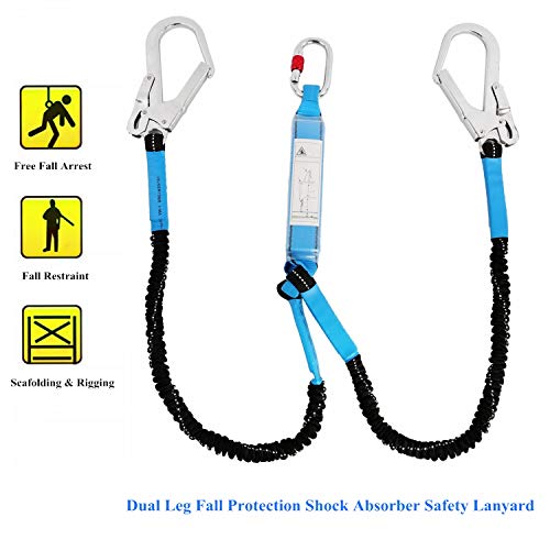 6ft Internal Shock Absorbing Safety Lanyard with Double Snap Hook